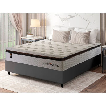 Conjunto Cama Box Molas Ensacadas New York Branco Casal 138x188x73
