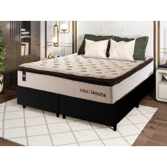 Conjunto Cama Box Molas Ensacadas Quartzo Marrom Queen 158x198x71