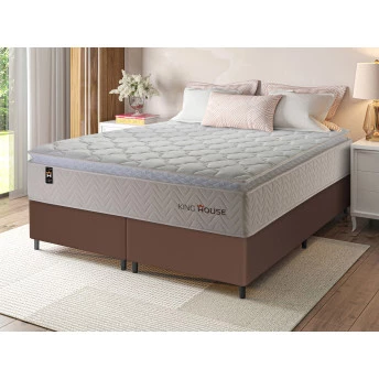 Conjunto Cama Box Molas Ensacadas Roma Bege Queen 158x198x71