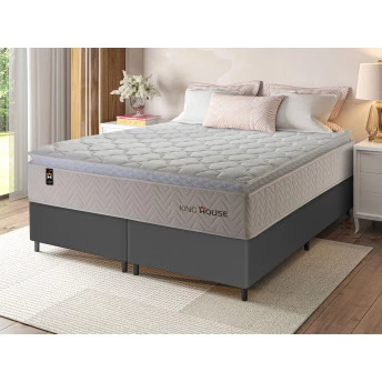 Conjunto Cama Box Molas Ensacadas Roma Bege Queen 158x198x71