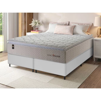 Conjunto Cama Box Molas Ensacadas Roma Bege Queen 158x198x71