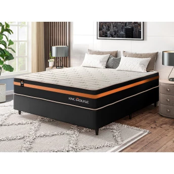 Conjunto Cama Box Molas Ensacadas Sirius Preto Casal 138x188x65