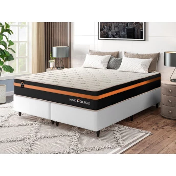 Conjunto Cama Box Molas Ensacadas Sirius Preto King 193x203x65