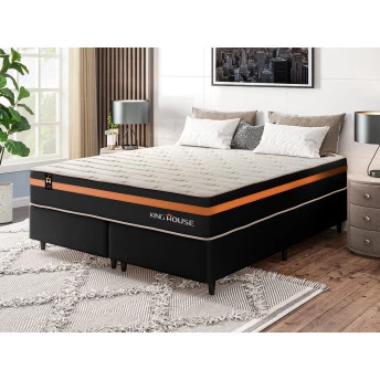 Conjunto Cama Box Molas Ensacadas Sirius Preto Queen 158x198x65