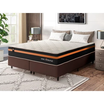 Conjunto Cama Box Molas Ensacadas Sirius Preto Queen 158x198x65