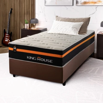 Conjunto Cama Box Molas Ensacadas Sirius Preto Solteiro 88x188x65