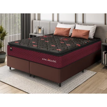 Conjunto Cama Box Molas Ensacadas Toronto Vermelho Queen 158x198x66