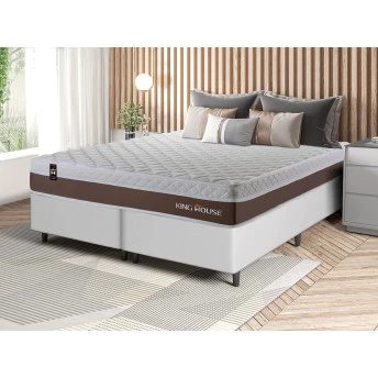 Conjunto Cama Box Molas Ensacadas Venice Marrom King 193x203x60