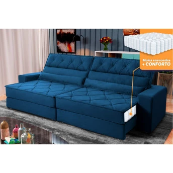 Sofá Retrátil Reclinável Albany Suede Velut molas Ensacadas - King House