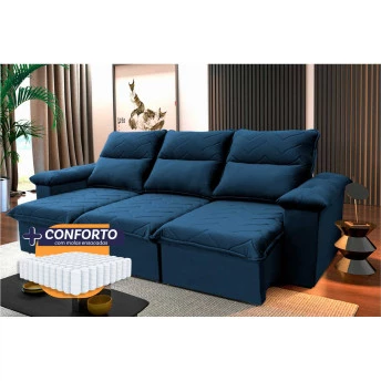 Sofá Retrátil Reclinável Paris Suede Velut Molas Ensacadas - King House