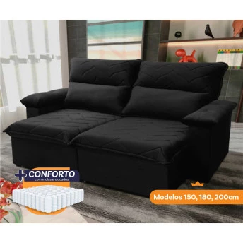 Sofá Retrátil Reclinável Paris Suede Velut Molas Ensacadas - King House