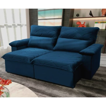 Sofá Retrátil Reclinável Paris Suede Velut Molas no Assento - King House