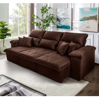 Sofá Retrátil Reclinável Trento Suede Velut Molas no Assento - King House