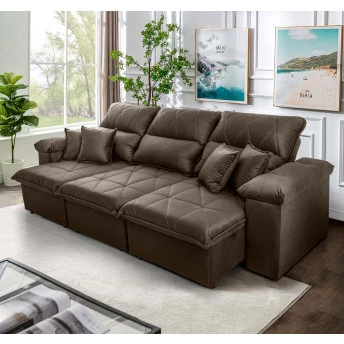 Sofá Retrátil Reclinável Trento Suede Velut Molas no Assento - King House