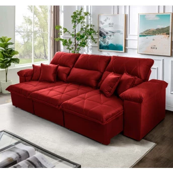 Sofá Retrátil Reclinável Trento Suede Velut Molas no Assento - King House