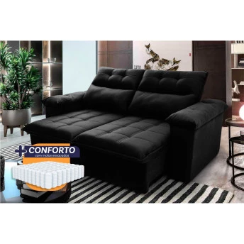 Sofá Retrátil Reclinável Verona Suede Velut Molas Ensacadas - King House