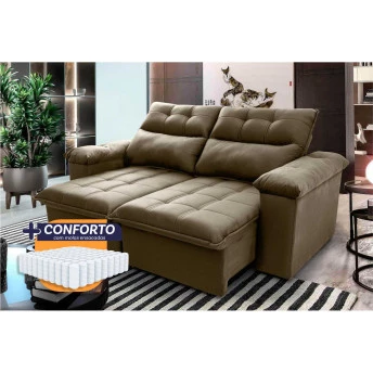 Sofá Retrátil Reclinável Verona Suede Velut Molas Ensacadas - King House