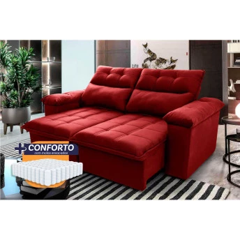 Sofá Retrátil Reclinável Verona Suede Velut Molas Ensacadas - King House
