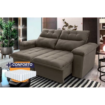 Sofá Retrátil Reclinável Verona Suede Velut Molas Ensacadas - King House