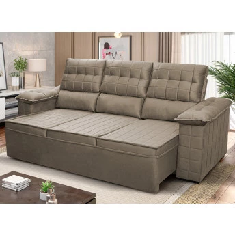 Sofá Retrátil Reclinável com molas Quantum Suede Velut - King House