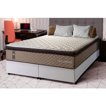 Conjunto Cama Box Espuma Atlanta Bege Queen 158x198x62