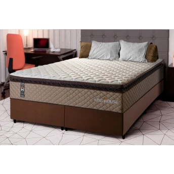 Conjunto Cama Box Espuma Atlanta Bege King 193x203x62