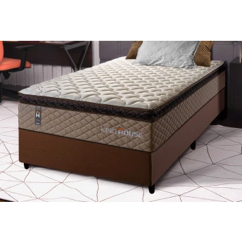 Conjunto Cama Box Espuma Atlanta Bege Solteiro 96x203x62