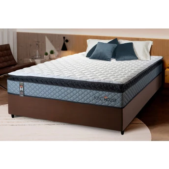 Conjunto Cama Box Espuma Chicago Cinza Viúva 128x188x57