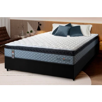 Conjunto Cama Box Espuma Chicago Cinza - King house