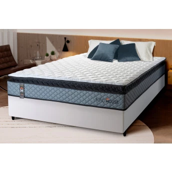 Conjunto Cama Box Espuma Chicago Cinza - King house