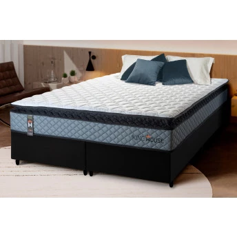 Conjunto Cama Box Espuma Chicago Cinza - King house