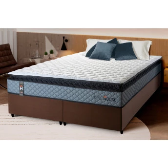 Conjunto Cama Box Espuma Chicago Cinza - King house