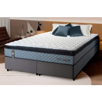 Conjunto Cama Box Espuma Chicago Cinza - King house