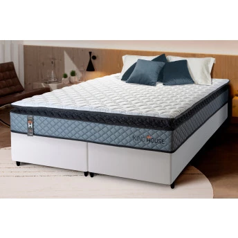 Conjunto Cama Box Espuma Chicago Cinza - King house