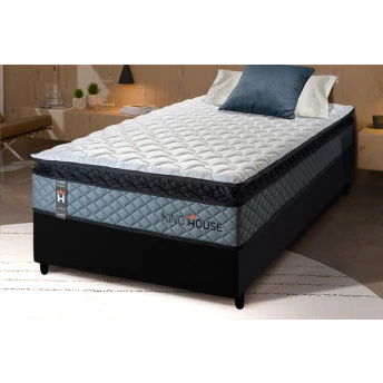 Conjunto Cama Box Espuma Chicago Cinza - King house