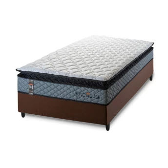 Conjunto Cama Box Espuma Chicago Cinza - King house