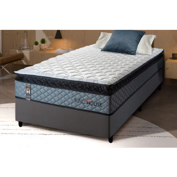 Conjunto Cama Box Espuma Chicago Cinza - King house