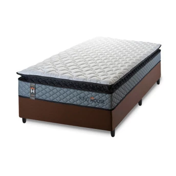 Conjunto Cama Box Espuma Chicago Cinza Solteiro 96x203x57
