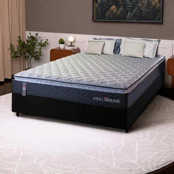 Conjunto Cama Box Viúva Dakota Preto 128x188x57 Espuma D33