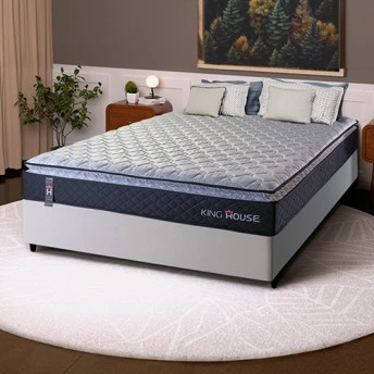 Conjunto Cama Box Casal Dakota Preto 138x188x57 Espuma D33