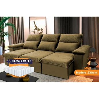Sofá Retrátil Reclinável Paris Suede Velut Molas Ensacadas - King House