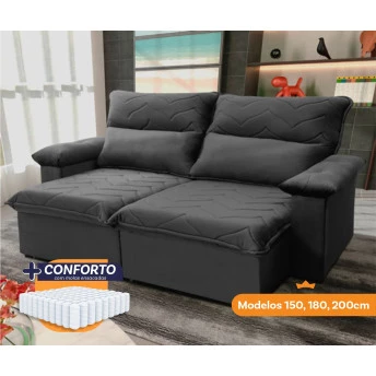 Sofá Retrátil Reclinável Paris Suede Velut Molas Ensacadas - King House