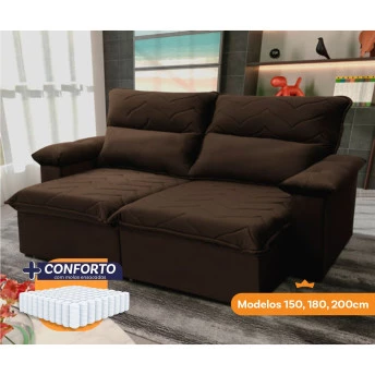 Sofá Retrátil Reclinável Paris Suede Velut Molas Ensacadas - King House