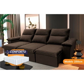 Sofá Retrátil Reclinável Paris Suede Velut Molas Ensacadas - King House