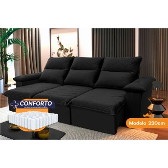 Sofá Retrátil Reclinável Paris Suede Velut Molas Ensacadas - King House