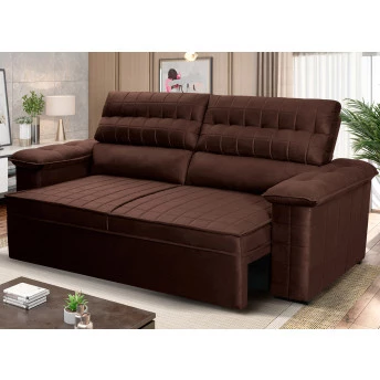 Sofá Retrátil Reclinável 2 lugares com molas 1,80m Quantum Suede Velut Marrom - King House