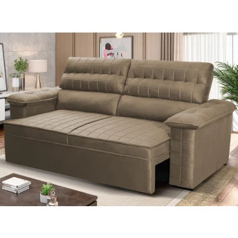 Sofá Retrátil Reclinável 2 lugares com molas 1,80m Quantum Suede Velut Tabaco - King House