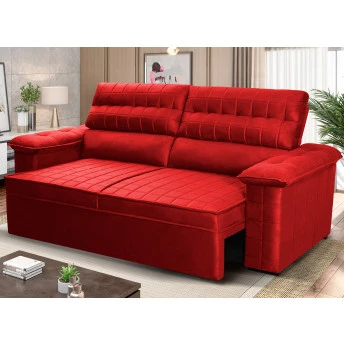 Sofá Retrátil Reclinável 2 lugares com molas 1,80m Quantum Suede Velut Vermelho - King House