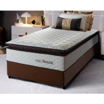 Conjunto Cama Box Espuma San Diego Branco Solteiro 88x188x67