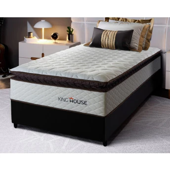 Conjunto Cama Box Espuma San Diego Branco Solteiro 88x188x67